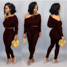 Load image into Gallery viewer, Two Piece Off Shoulder Pant Set