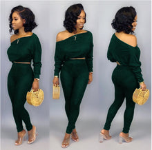 Load image into Gallery viewer, Two Piece Off Shoulder Pant Set